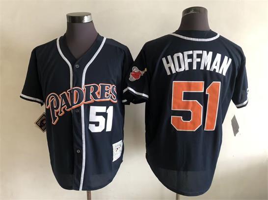 Padres #51 Trevor Hoffman Jersey Old Style Uniform Dark Blue - $45.00
