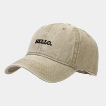 Washed Cotton Pink Black Baseball Caps For Women Men HELLO Embroidered Streetwea - £23.01 GBP