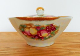 Vtg Royal Sealy ceramic lusterware sugar bowl condiment dish fruit pattern - £15.92 GBP