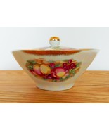 Vtg Royal Sealy ceramic lusterware sugar bowl condiment dish fruit pattern - £16.39 GBP