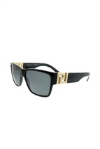 Versace square plastic sunglasses with grey polarized lens in Black - si... - £130.72 GBP