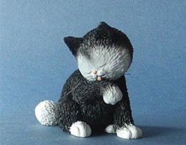 Dubout Cat Statue Kitty Wash Kitten Licking Fur Humorous Figurine French Art - $28.13