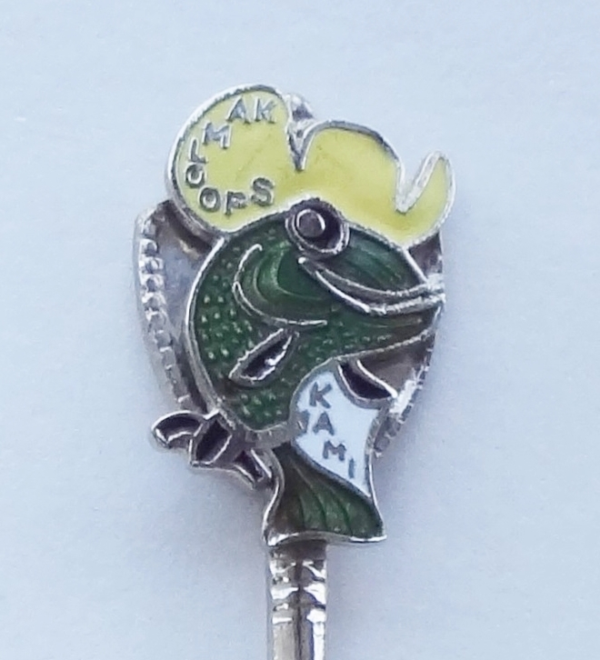 Collector Souvenir Spoon Canada BC Kamloops Kami the Trout Cloisonne