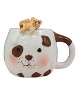 White Tramp Dog Ceramic Coffee Cappuccino Cup Mug &amp; Sleeping Puppy Spoon... - $369.58 MXN