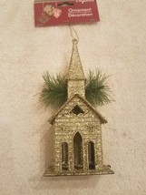 Church Gold Glitter Christmas Tree Ornament-Brand New-SHIPS Same Business Day - £17.79 GBP
