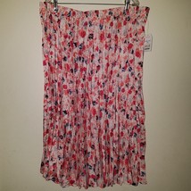 NWT Time &amp; Tru Coral Pink Blue Floral Crinkle Skirt Midi Length XXXL 22 ... - £9.83 GBP