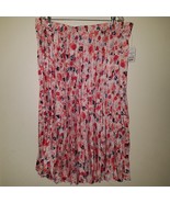 NWT Time &amp; Tru Coral Pink Blue Floral Crinkle Skirt Midi Length XXXL 22 ... - £10.08 GBP