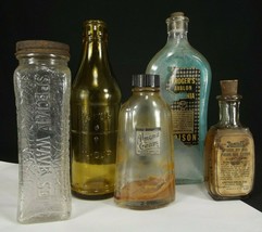 Antique Bottle Lot 5 Total Labels Lids Corks Poison Ivy Avalon Almond Wildroot - £44.83 GBP