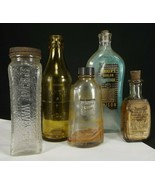 ANTIQUE BOTTLE LOT 5 total LABELS LIDS CORKS Poison Ivy Avalon Almond Wi... - $53.79