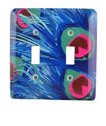 Double Toggle Switch Cover 3d Rose Vector Peacock Feathers in Electric B... - £7.67 GBP