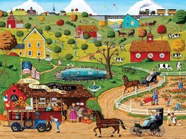 Harvest Old Country Farm Cows Farmers Folk Art Ceramic Tile Mural Backsplash - £53.53 GBP+