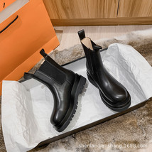 New Increased Leather Martn Boots Women&#39;s Autumn Winter Plus Velvet British Styl - £57.24 GBP