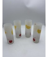Tom Collins Federal Glasses Frosted Lemon Cherry Ice Barware 6-3/4” MCM ... - $67.73 CAD