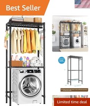 Versatile 2-Tier Metal Laundry Rack with Hanger Rod - Ideal Over Washer ... - $83.99