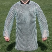Aluminum Butted 10MM  chainmail shirt  full sleeve 10mm costume Habergion shirt - £96.84 GBP