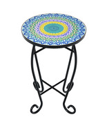 Costway Mosaic Side Table Accent Table Round Balcony Bistro End Table - $91.99