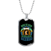 Dog is God Spelled Backwards Blue Necklace Stainless Steel or 18k Gold Dog Tag  - £37.92 GBP+