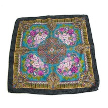 Leonard Purple Flowers Multicolor Square Silk Floral Scarf Small Foulard - $59.40