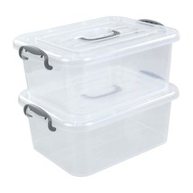 2-Pack Clear Storage Latch Box, Plastic Containers With Lids, 8 L - £34.75 GBP