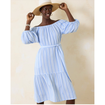 Tommy Bahama Island Gauze Villa Solstice Tie-Waist Midi Tier Dress | L, ... - £47.01 GBP