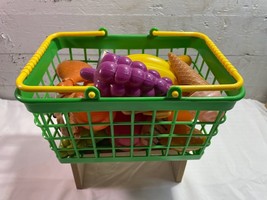 Lot of 22 Pieces + Shopping Basket Pretend Play Food Fruit Vegetable Cookies Can - £12.86 GBP