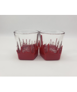 Marker&#39;s Mark Whiskey Bourbon Red Wax Dips 9 oz On The Rocks Glass Set of 2 - £16.70 GBP