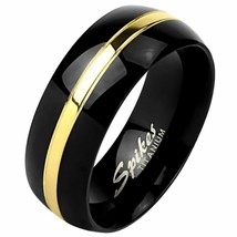 Classic Black Gold PVD Plated Titanium Ring Mens Handfasting Wedding Band 8mm - £15.84 GBP