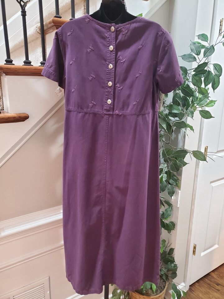 Vintage Talbots Women Purple Solid Lyocell Round Neck Short Sleeve Maxi Dress 8 Item image 9