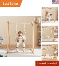 Wooden Swing Set for Toddlers 6-36 Months, Foldable Baby Swing Set with ... - $196.00