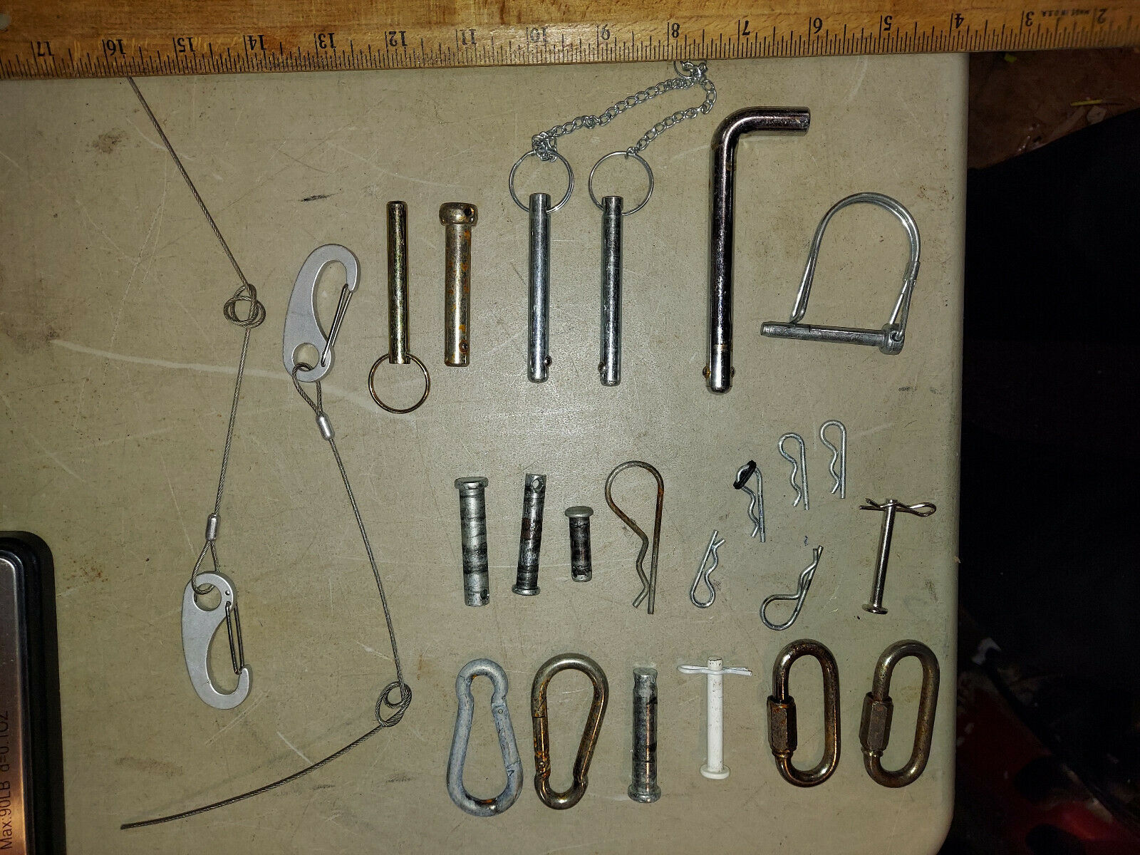 Primary image for 21YY07 ASSORTED PINS & CLIPS, 18 PCS: BALL DETENTS, CLEVIS, CARABINERS, ET AL