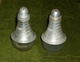 Vtg Retro Salt Pepper Shaker Sp Aluminum Glass Mid Century Modern Kitchen Rocket - £19.30 GBP