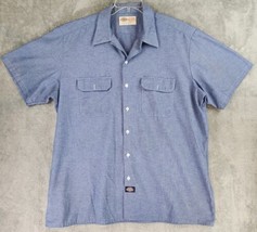 Dickies Shirt Mens 2X Large Blue Dadcore 90s Vintage Button Up Workwear Made USA - £23.34 GBP