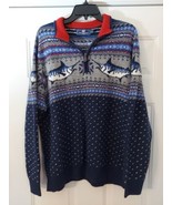 Vineyard Vines Quarter Zip Intarsia Marlin Pattern Sweater Deep Blue Siz... - $1,125.71 MXN