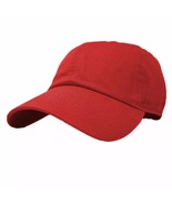 Plain Adjustable Military Solid Washed Cotton Polo Baseball Cap Hat Red - £12.91 GBP