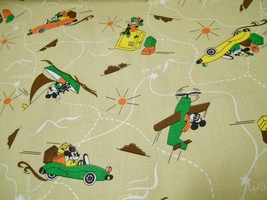 DISNEY MICKEY &amp; MINNIE MOUSE Vintage Fabric Holiday Travel Voyage Theme ... - $59.95