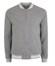 Men’s Gray Pinstripe Smart Harington Style Bomber Jacket 2XL - £59.36 GBP