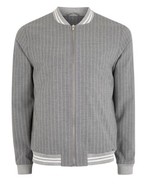Men’s Gray Pinstripe Smart Harington Style Bomber Jacket 2XL - $79.00
