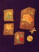Floral Appliques~REAL VINTAGE~DEEP CORALS/PINKS ON MESH - $4.00