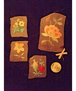 Floral Appliques~REAL VINTAGE~DEEP CORALS/PINKS ON MESH - $5.48 CAD