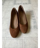 Clarks Artisan suede wedge heels women&#39;s Chestnut Tan Size 10 shoes - $46.39