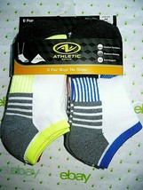 Athletic Works Boys No Show Socks 6 Pair Size MEDIUM 9-2.5 NEW White Lim... - £10.67 GBP