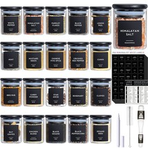 2.5Oz 20Pack Spice Jars With 294 Black Vinyl Spice Labels, Round Jars With Black - £55.94 GBP