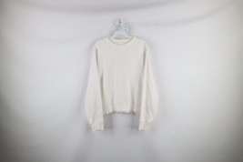 Vintage Adidas Womens Medium Distressed Spell Out Center Logo Sweatshirt White - £35.00 GBP