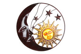Zeckos Celestial Metal Moon Sun and Stars Wall Art Hanging - £35.78 GBP