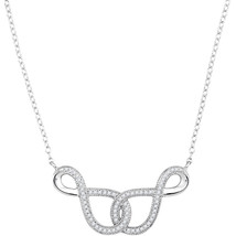10k White Gold Womens Round Diamond Infinity Pendant Necklace 1/6 Cttw - $338.00