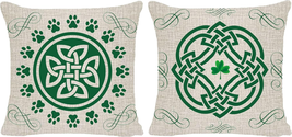 Irish Celtic Knot St. Patrick&#39;S Day Pillow Covers 18X18 Inch Set of 2 for Outdoo - £20.44 GBP