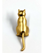VTG JJ Cat Kitten Gold Tone Pin Articulated Tail Wagging Jonette Animal ... - $12.99