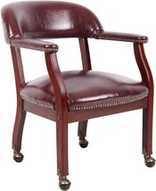 Burgundy Vinyl Boss Captain&#39;S Chair With Casters. - £92.02 GBP
