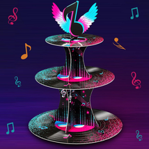 3 Tier Music Party Cupcake Stand Cardboard Music Birthday Party Cupcake Holder M - £12.56 GBP