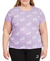 PUMA Womens Cotton Amplified Allover Logo-Print T-Shirt 1X - £34.99 GBP